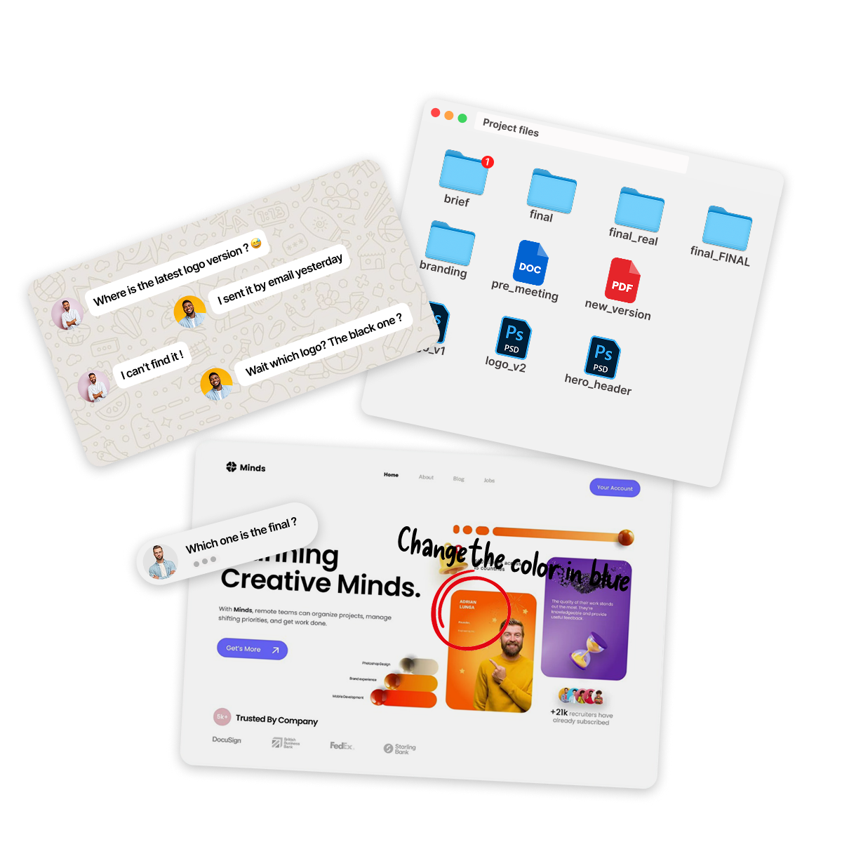 Scattered app icons and messy communication